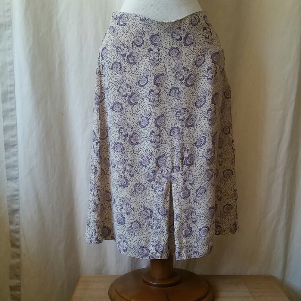Free People 5/6 purple and cream floral skirt
